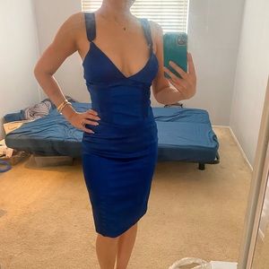 Royal blue satin dress-Bebe